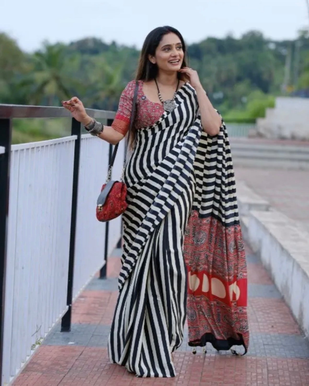 Buy Ajrakh Saree Online – Affordable Handmade Saree for Women
