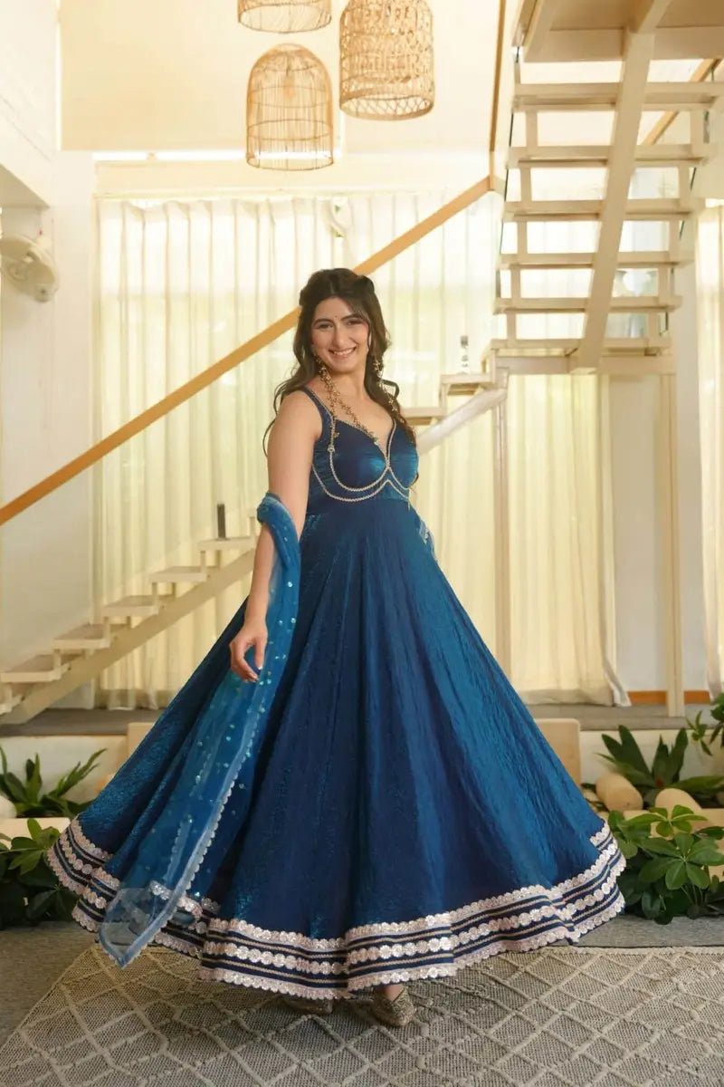Moksa Dark Blue Anarkali for women