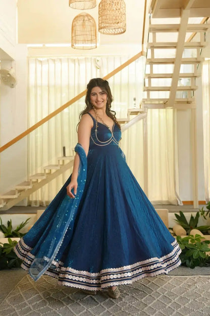 Moksa Dark Blue Anarkali for women