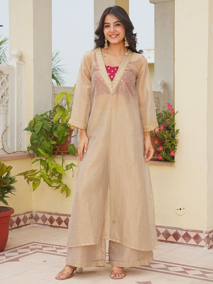 Golden Salsa silk kurta Set
