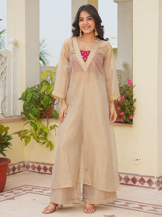 Golden Salsa silk kurta Set