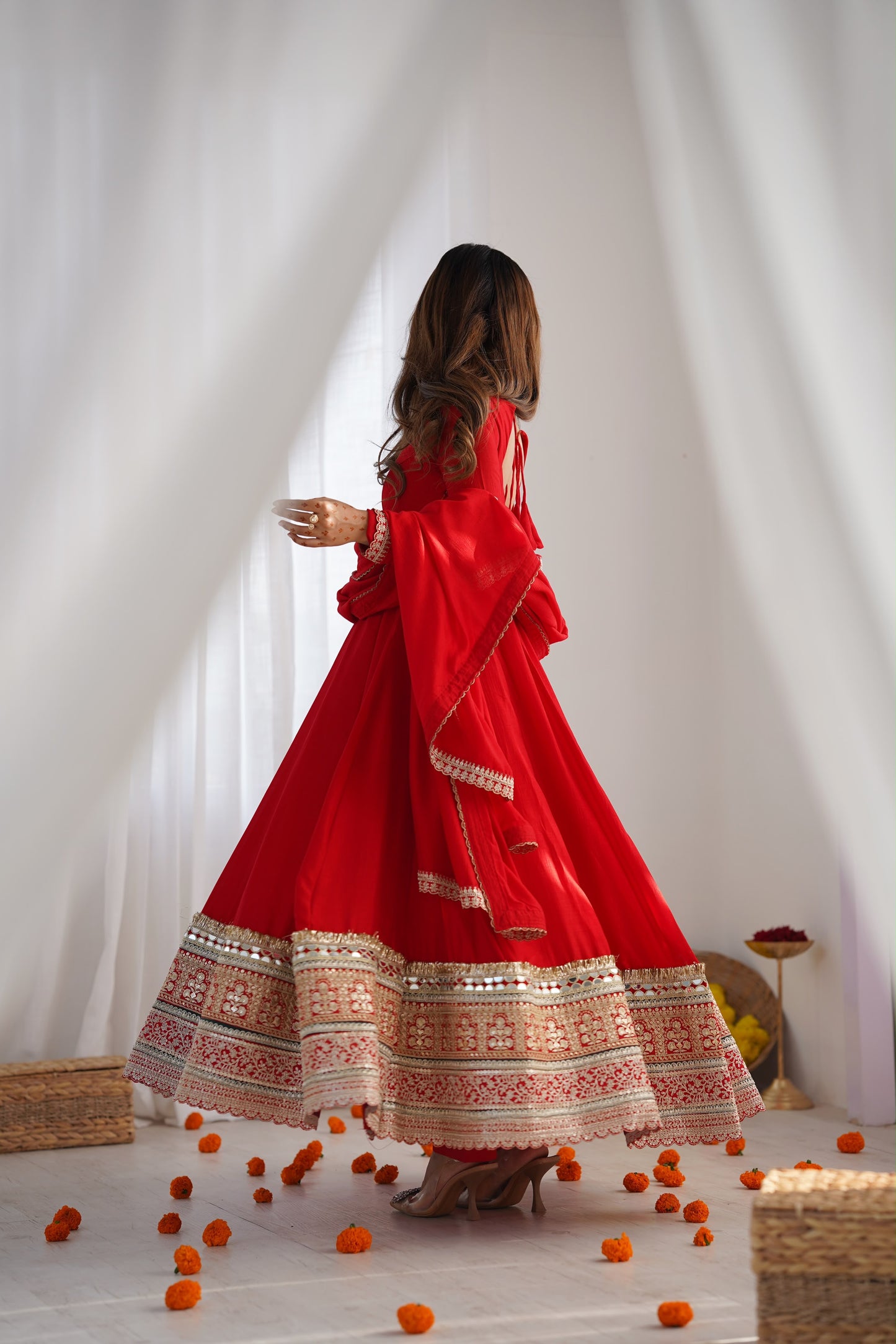 Red Anarkali salwar suits set for Women's