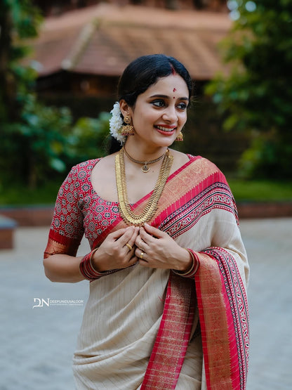Marsh Mellow silk saree