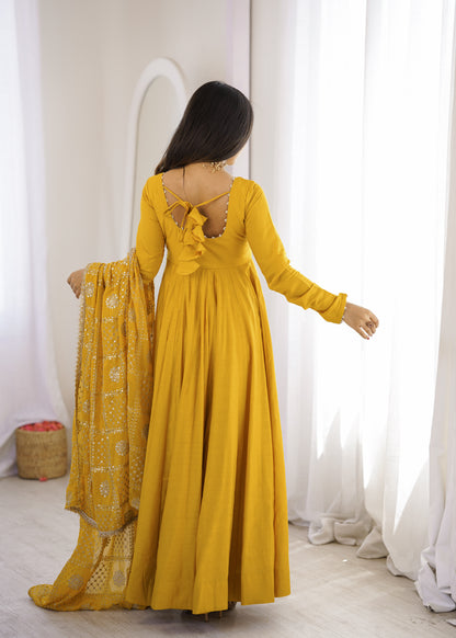 Yellow Anarakali Suite Set For Women