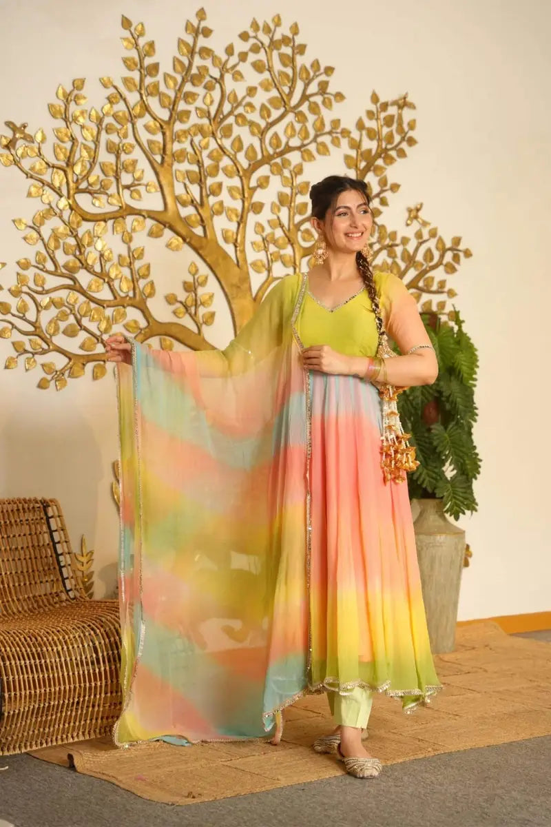 Multycolour Anarkali Suite Set For Womens