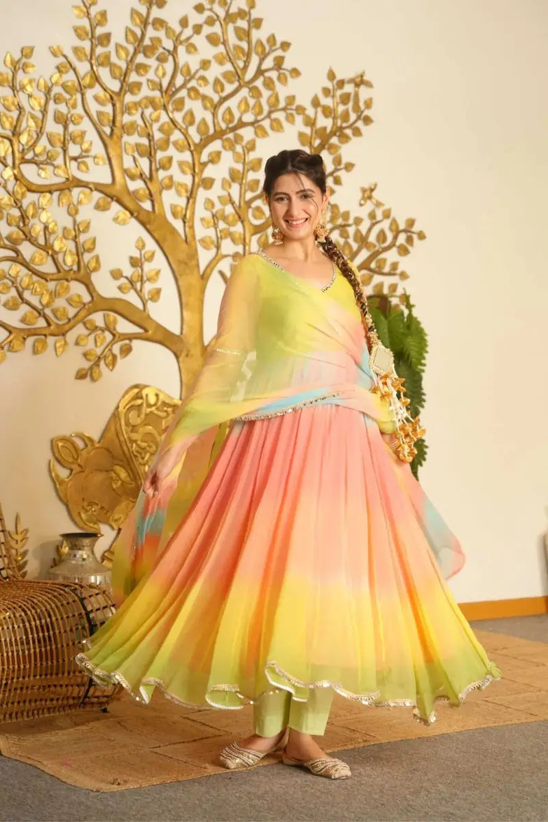 Multycolour Anarkali Suite Set For Womens