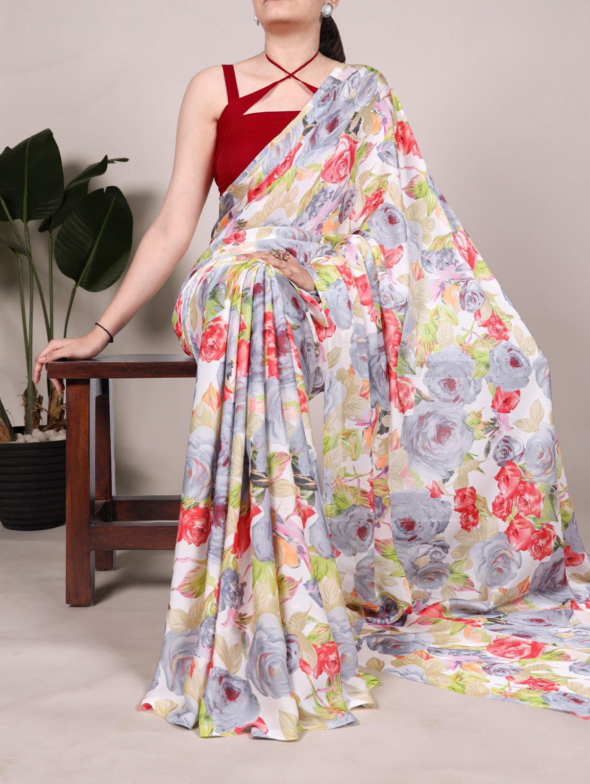 Let the soft touch of silk and blooming florals carry your elegance, effortlessly.🌸