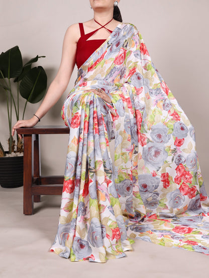 Let the soft touch of silk and blooming florals carry your elegance, effortlessly.🌸