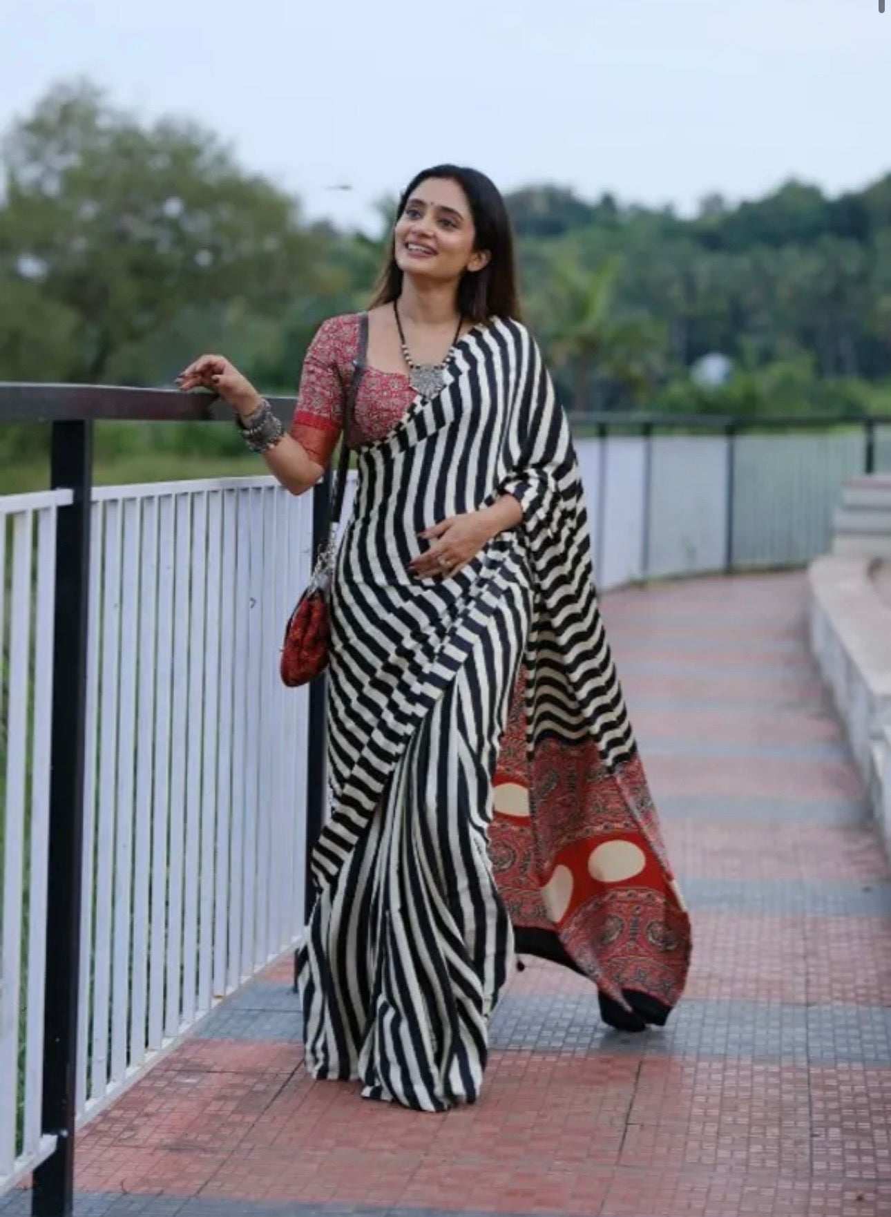 Buy Ajrakh Saree Online – Affordable Handmade Saree for Women