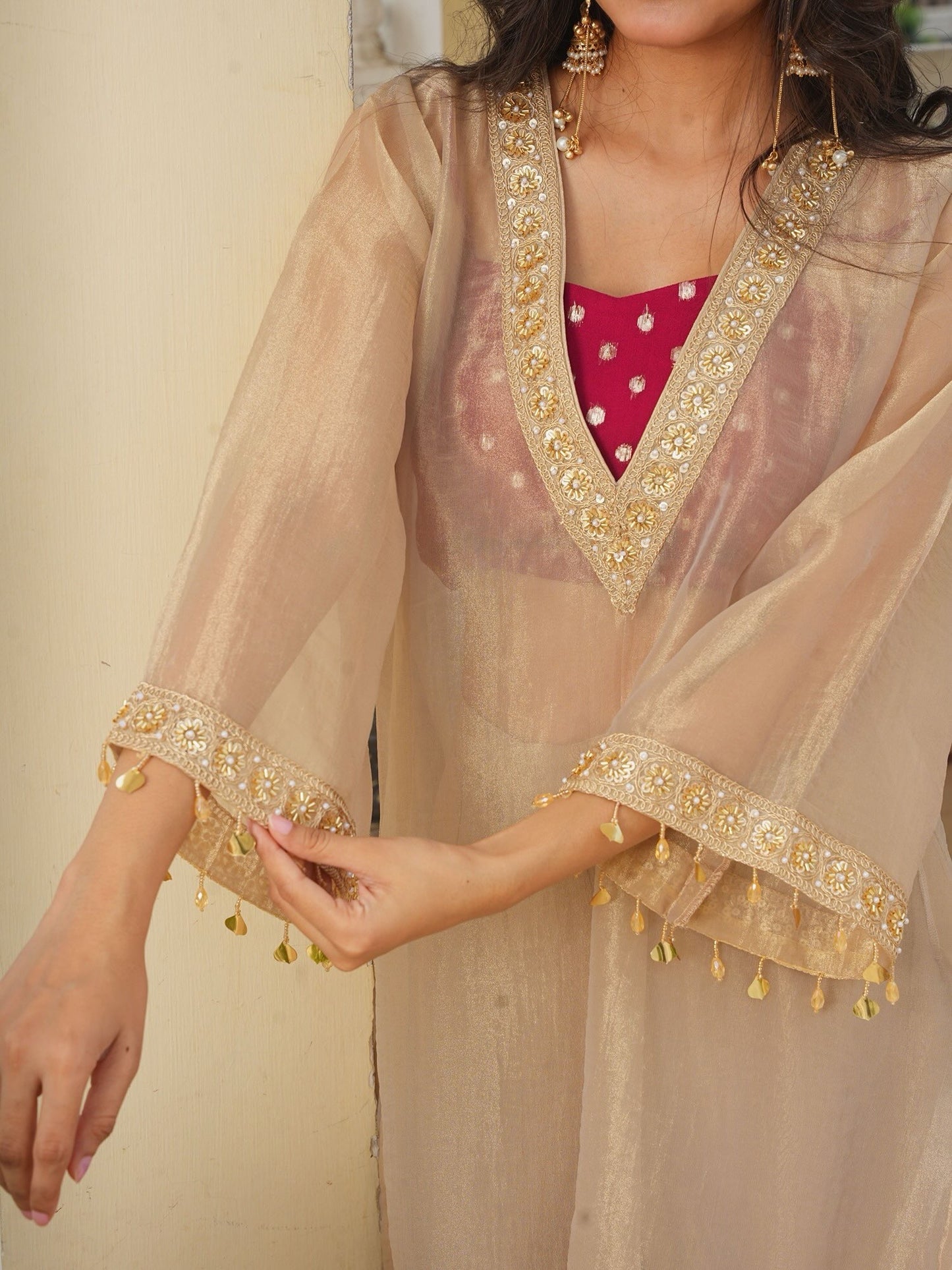Golden Salsa silk kurta Set