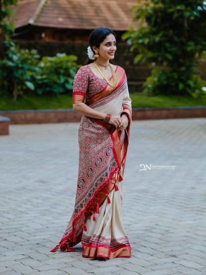 Marsh Mellow silk saree