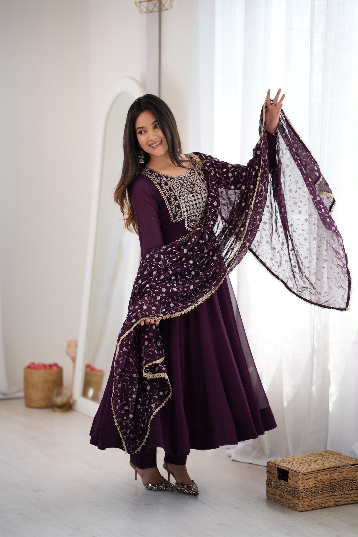 Deep Purple Anarkali Suit