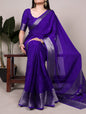 A saree that blends comfort with class, crafted from rich and fluid Chinon 🪷