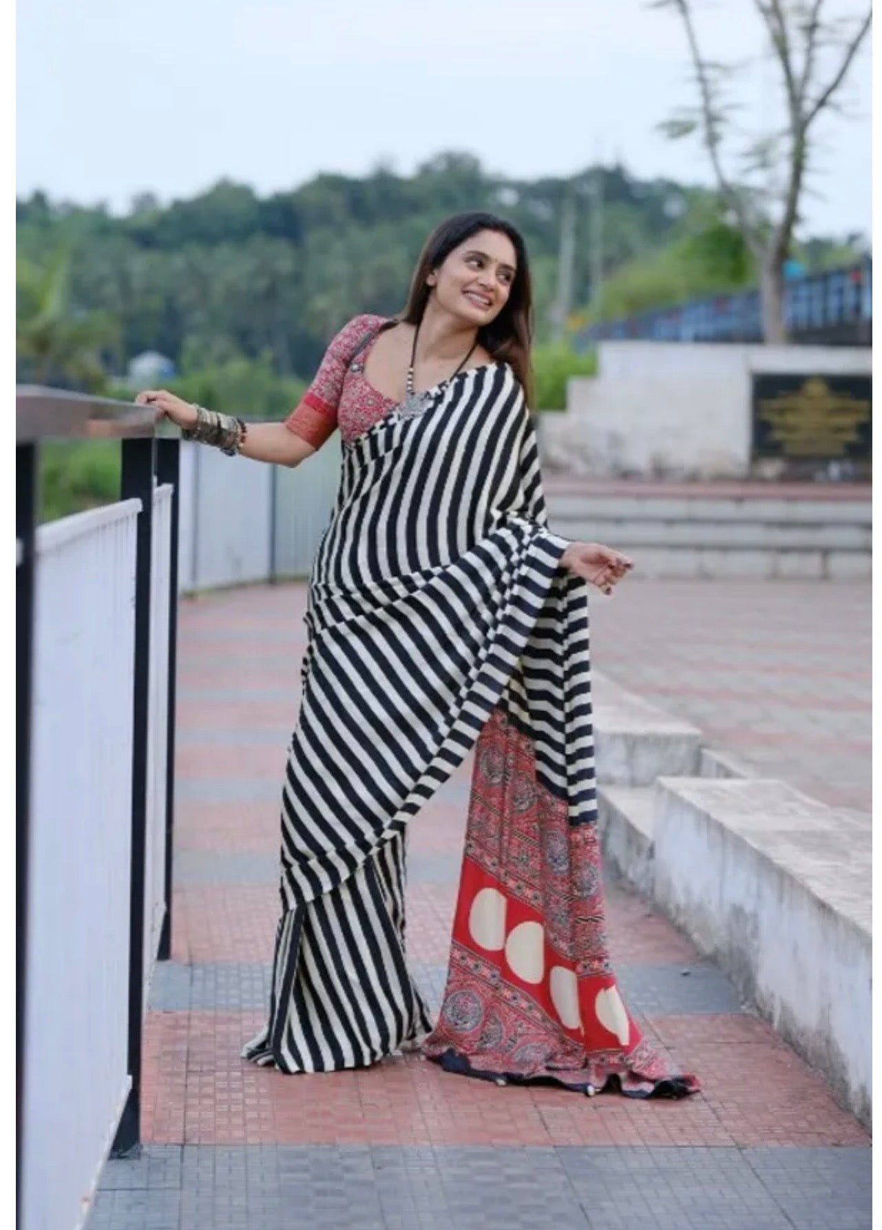 Buy Ajrakh Saree Online – Affordable Handmade Saree for Women