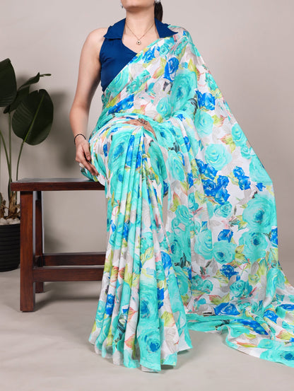 Let the soft touch of silk and blooming florals carry your elegance, effortlessly.🌸