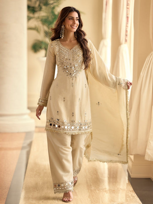 Real Mirror off-white Kurta Set