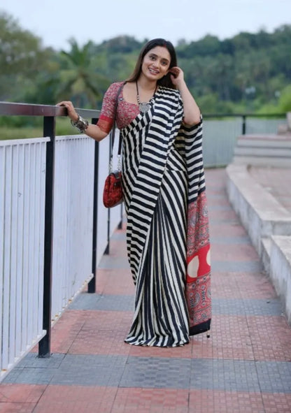 Buy Ajrakh Saree Online – Affordable Handmade Saree for Women