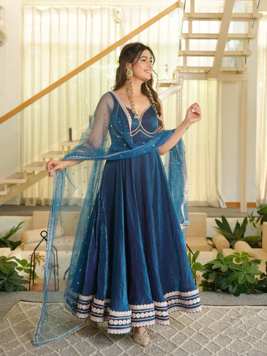 Moksa Dark Blue Anarkali for women