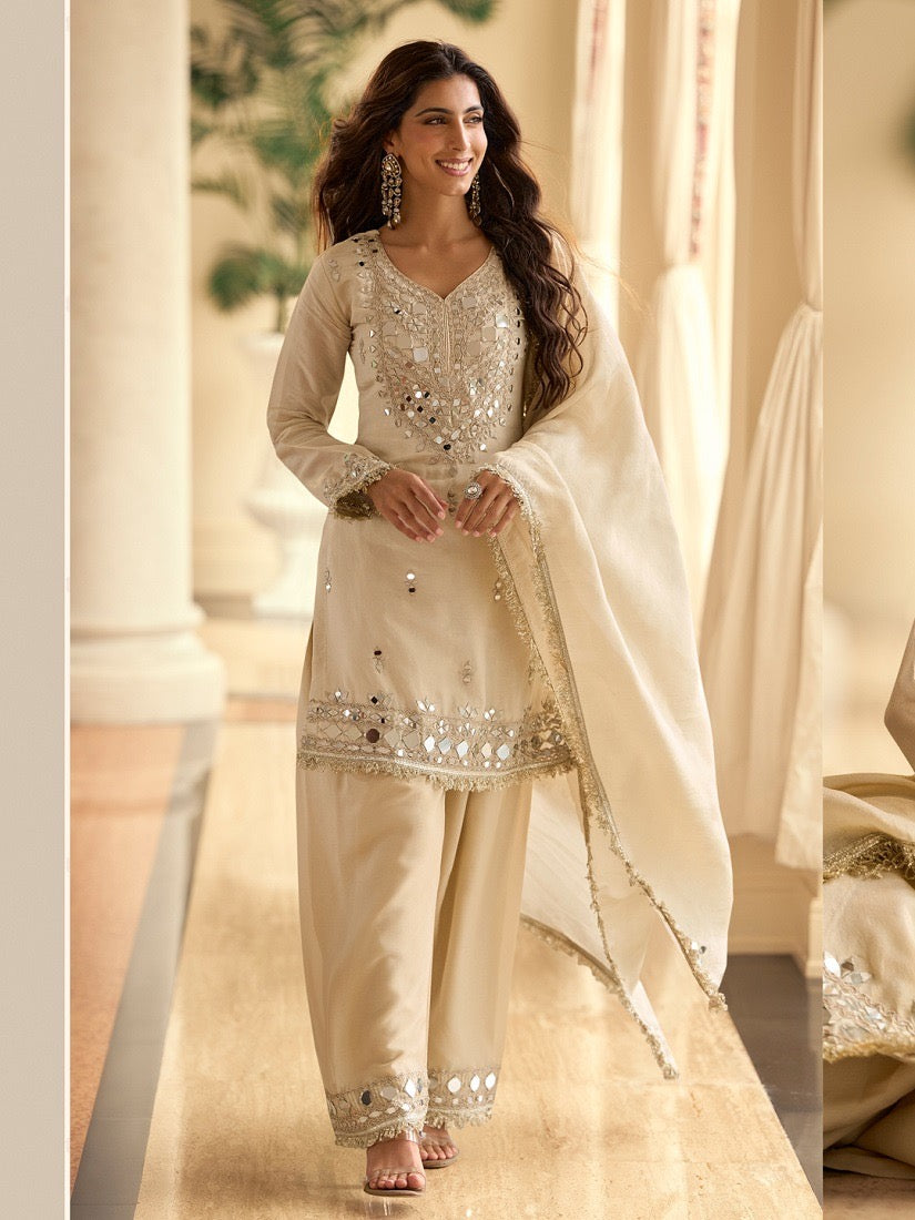 Real Mirror off-white Kurta Set