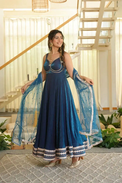 Moksa Dark Blue Anarkali for women