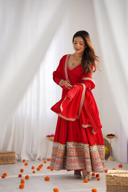 Red Anarkali salwar suits set for Women's