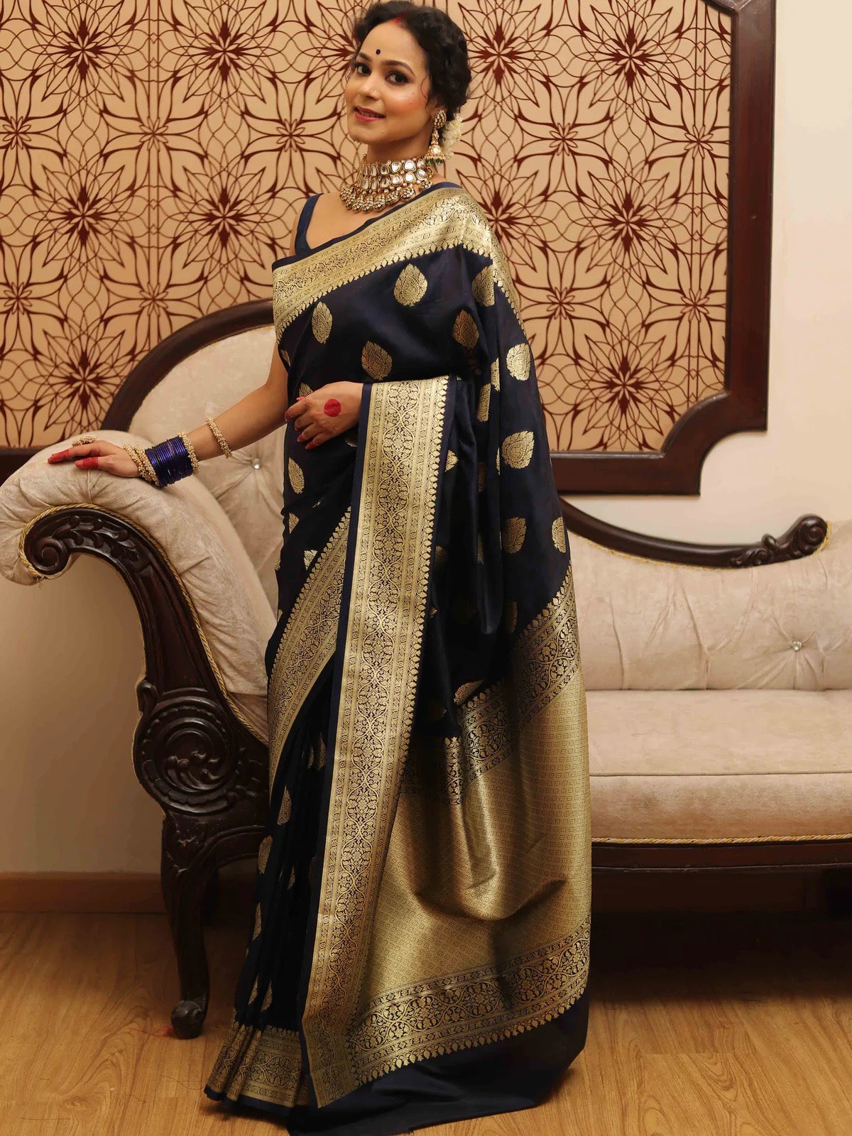 Woven design blend banarasi saree