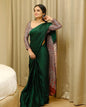 Green Ajarakh model silk saree