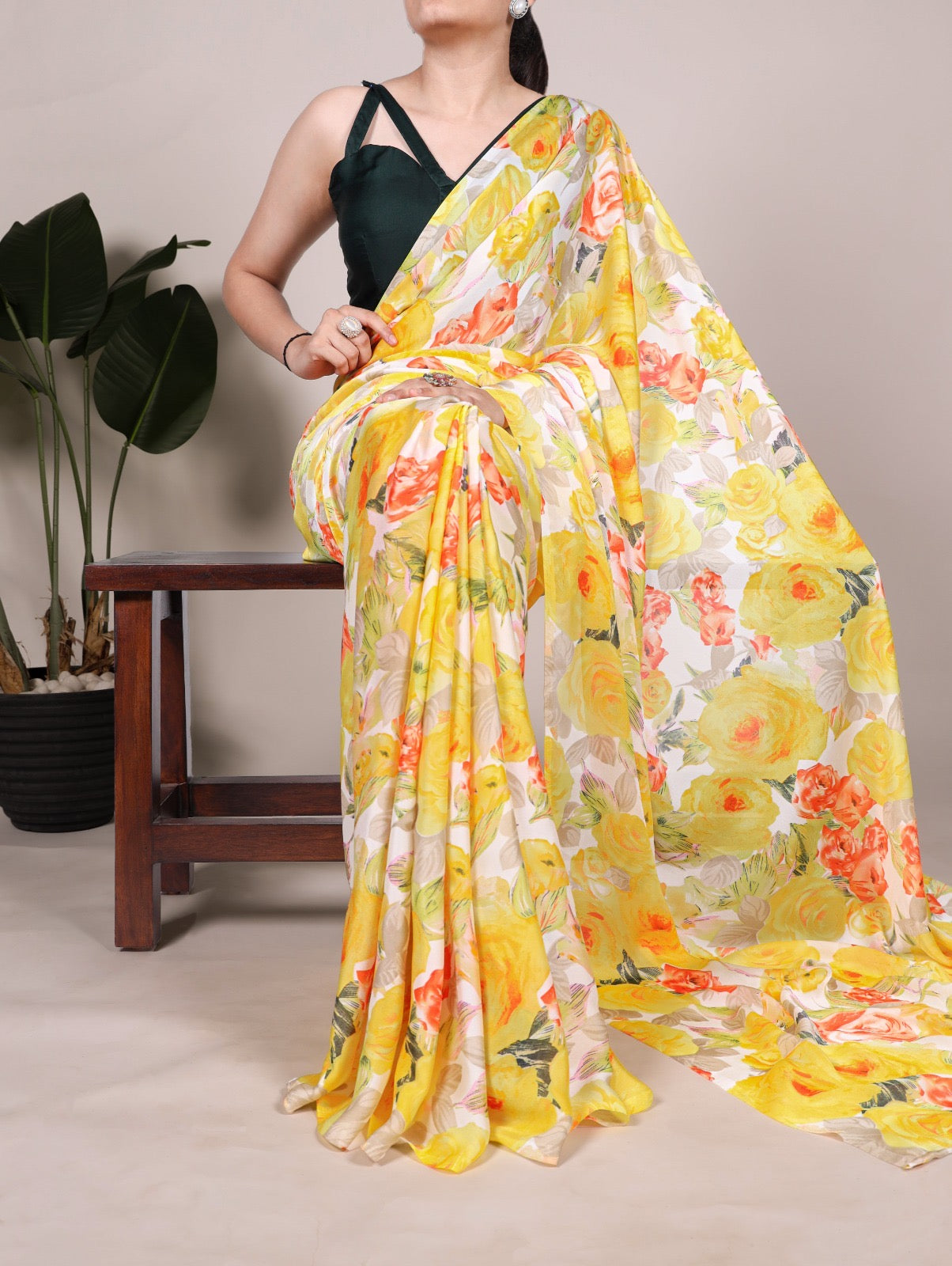 Let the soft touch of silk and blooming florals carry your elegance, effortlessly.🌸