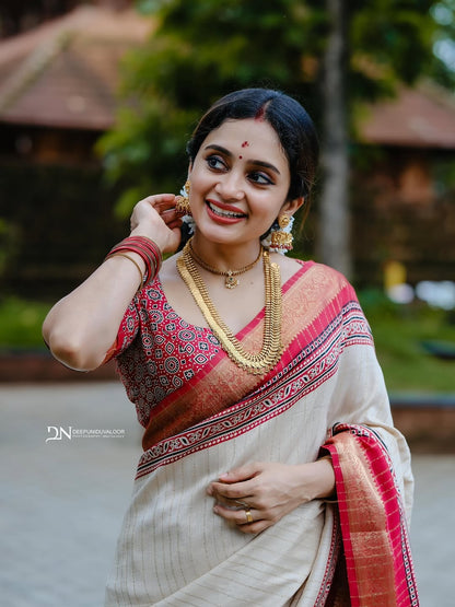 Marsh Mellow silk saree