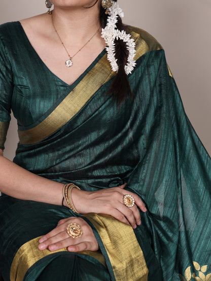 Dressing up for Onam in a raw silk saree that reflects the beauty of Kerala traditions and celebrations.
