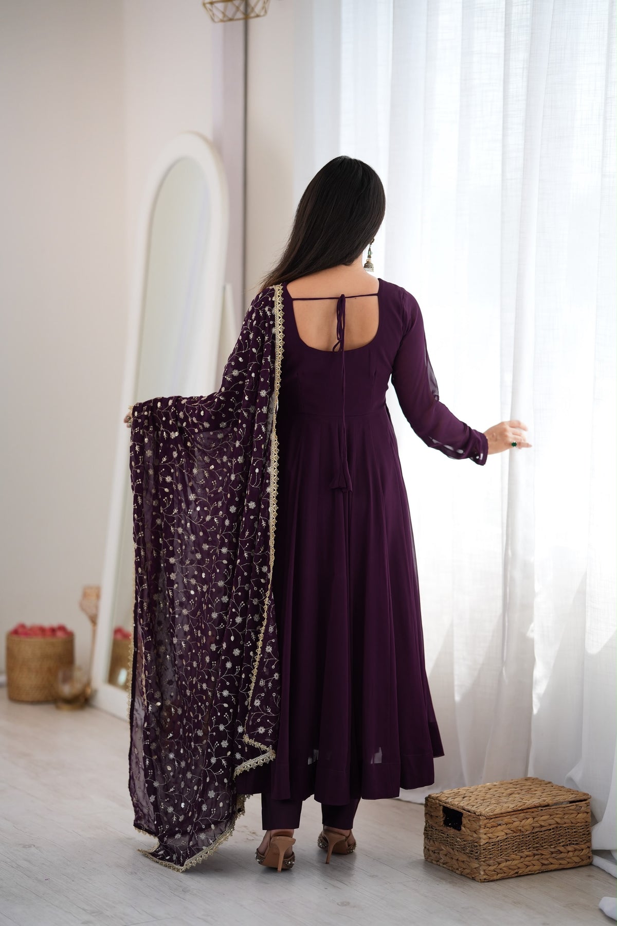 Deep Purple Anarkali Suit