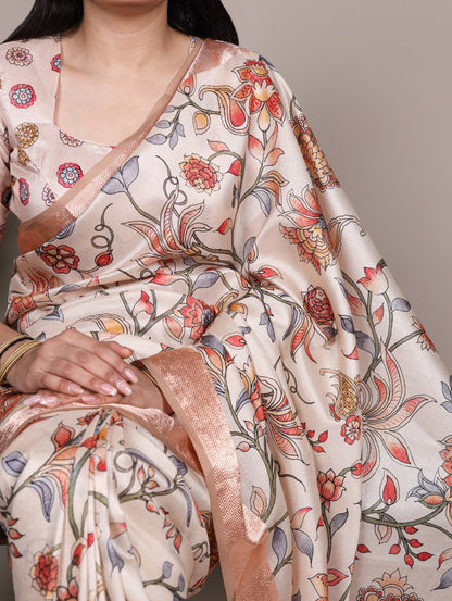 Tasar Silk drape with a glossy viscose border – perfect for your festive and timeless looks 🌺