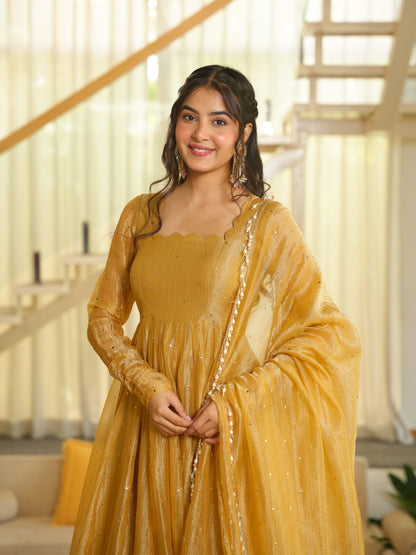 Gold Anarkali Gown for women