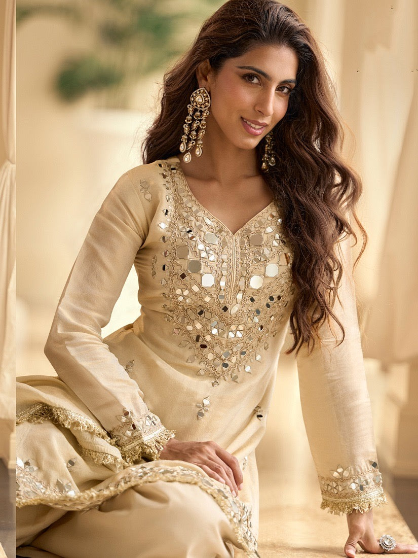 Real Mirror off-white Kurta Set