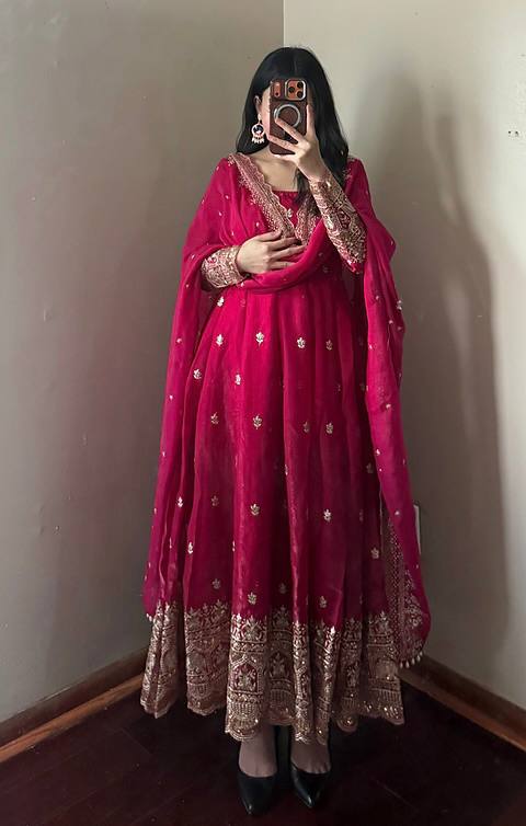 Trending Rani Pink Long Anarkali Gown for women