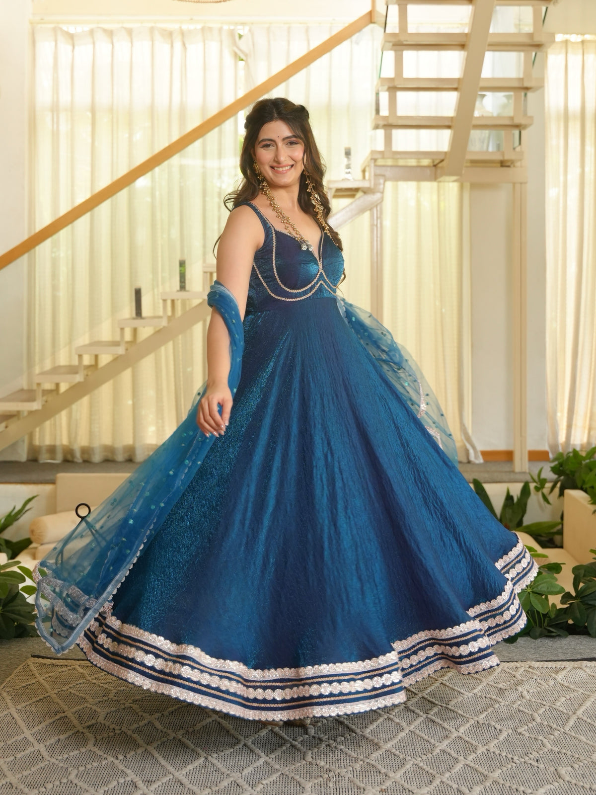 Moksa Dark Blue Anarkali for women