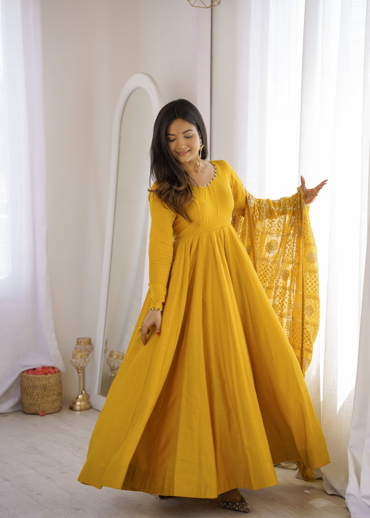 Yellow Anarakali Suite Set For Women