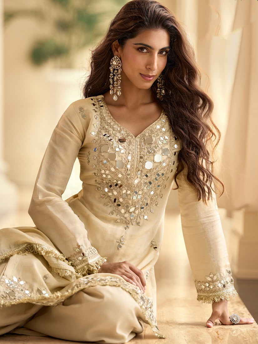 Real Mirror off-white Kurta Set