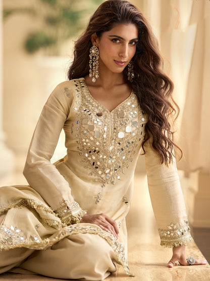 Real Mirror off-white Kurta Set