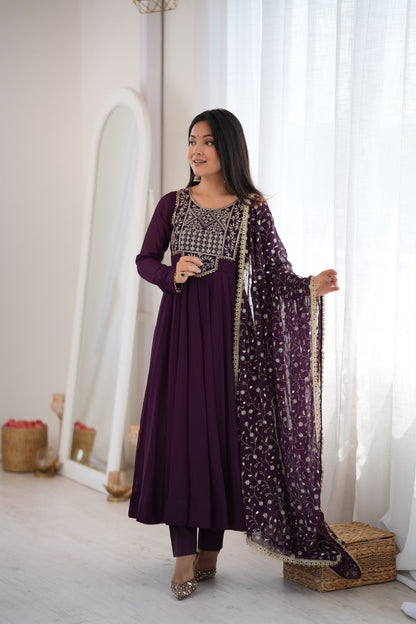 Deep Purple Anarkali Suit