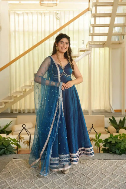 Moksa Dark Blue Anarkali for women