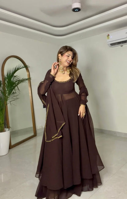 Rich Brown chocolate Anakali Suit Set