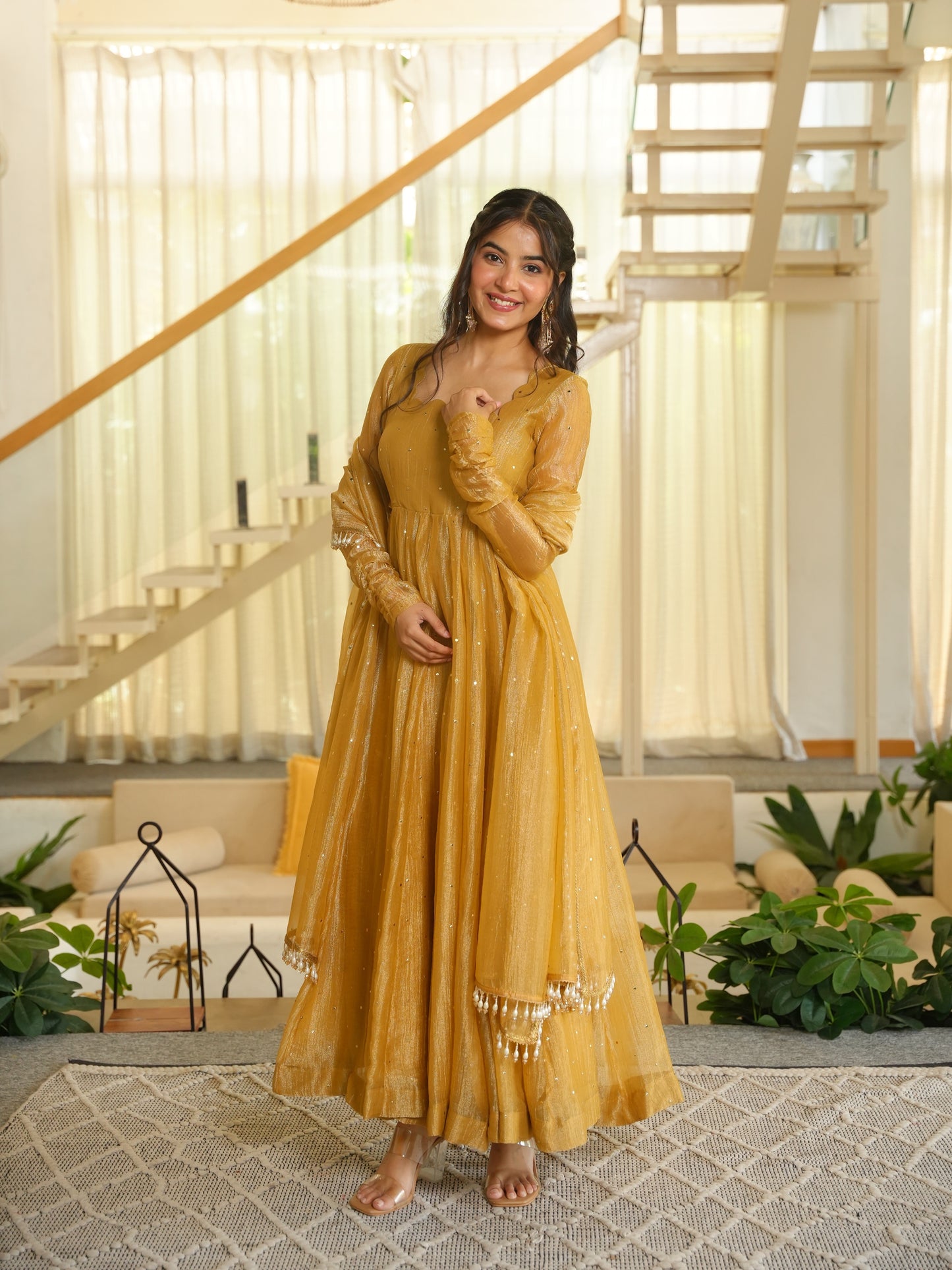 Gold Anarkali Gown for women