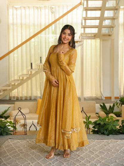 Gold Anarkali Gown for women
