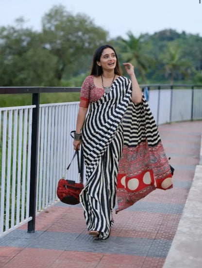 Buy Ajrakh Saree Online – Affordable Handmade Saree for Women