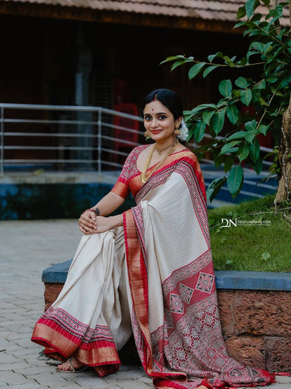 Marsh Mellow silk saree