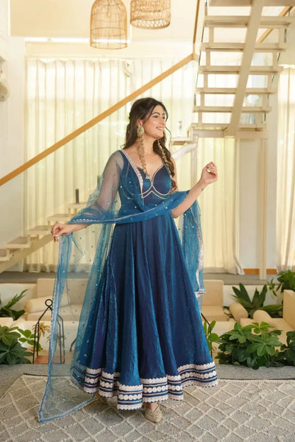 Moksa Dark Blue Anarkali for women