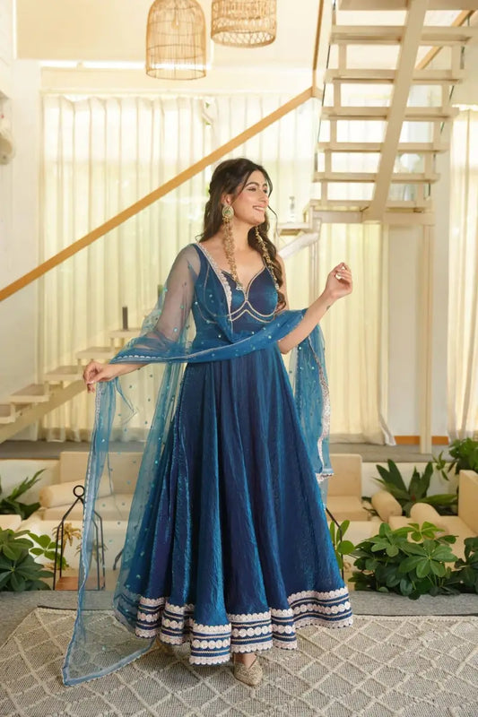 Moksa Dark Blue Anarkali for women