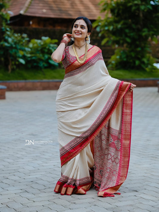 Marsh Mellow silk saree