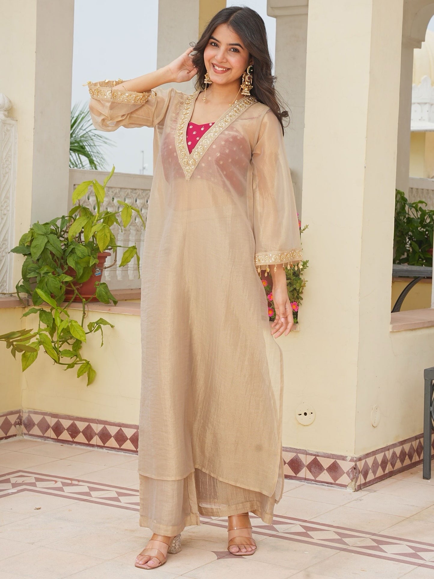 Golden Salsa silk kurta Set